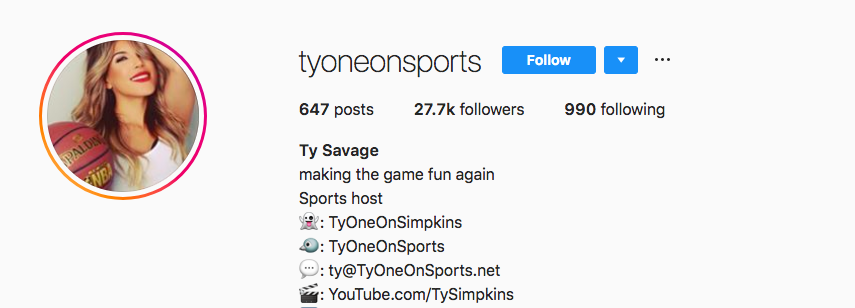 TyOneOnSports Instagram