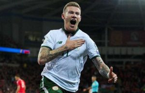 James McClean celebrates for Ireland