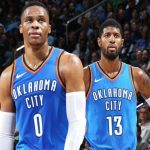 FEATURED IMAGE OKC THUNDER PG RUSSELL WESTBROOK AND SF PAUL GEORGE