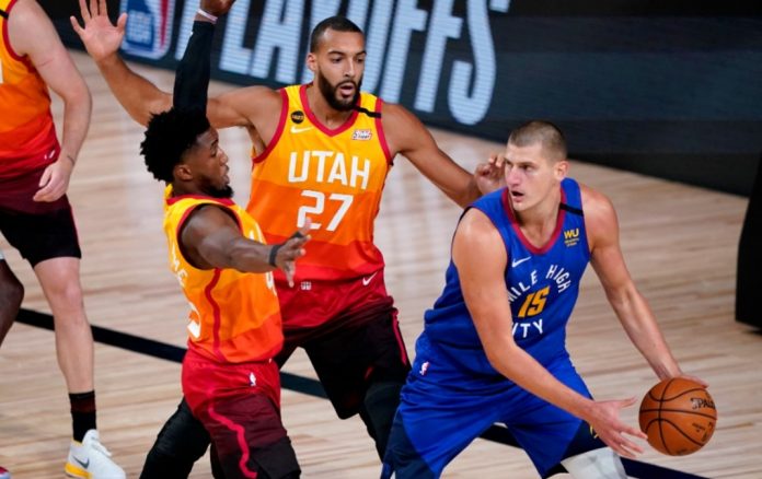 Rudy Gobert defending Nikola Jokic